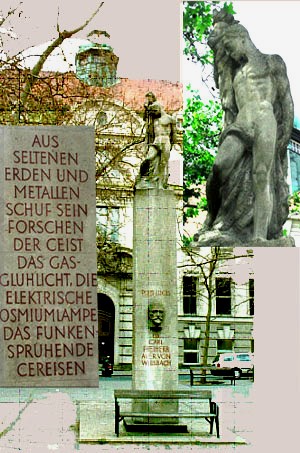 Das Auer von Welsbach Denkmal vor den Chemischen Instituten der Universität Wien